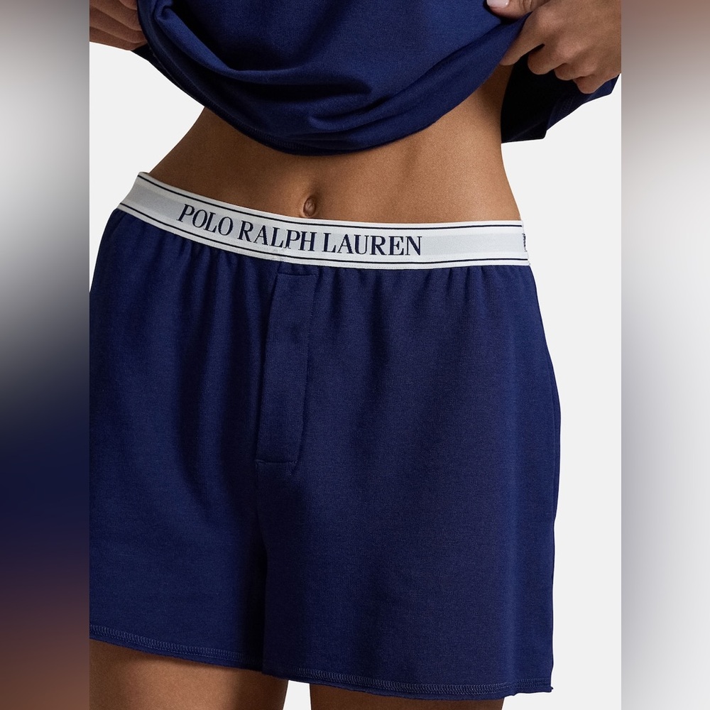 Polo Ralph Lauren Navy Lounge Shorts with Logo Waistband